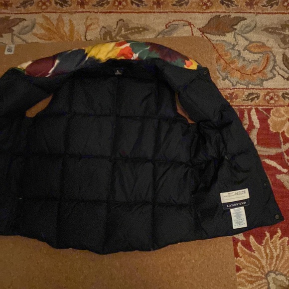 Lands End kids down puffy vest Small 7-8 tie dye swirl color beautiful fun clean - Picture 6 of 7